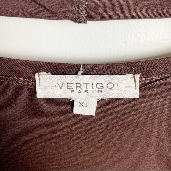 Vertigo Paris - NWOT Brown Long Sleeve Top with Attached Scarf - XL - Picture 3 of 5